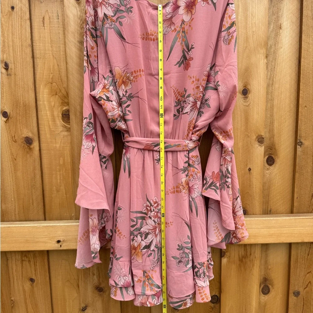 City Chic Pink Floral Wrap Dress - Picture 5 of 9